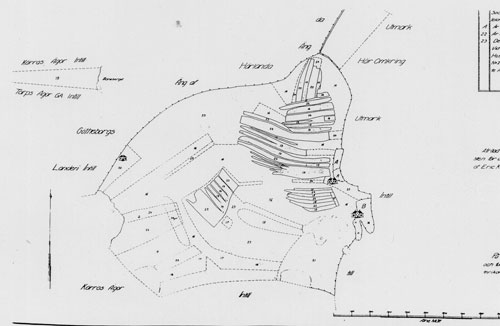 Den tidigaste kartan över Kålltorps by från 1701.